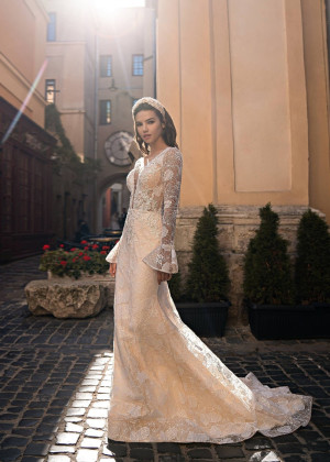 Beaded Lace Tulle V Back Sexy Sparkling Wedding Dress